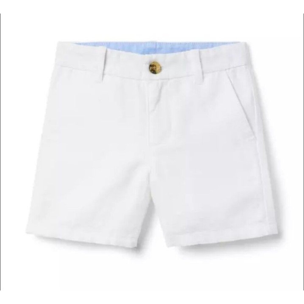 Janie and Jack Boys Linen-Cotton Short color white & adjustable waist size6  NNT